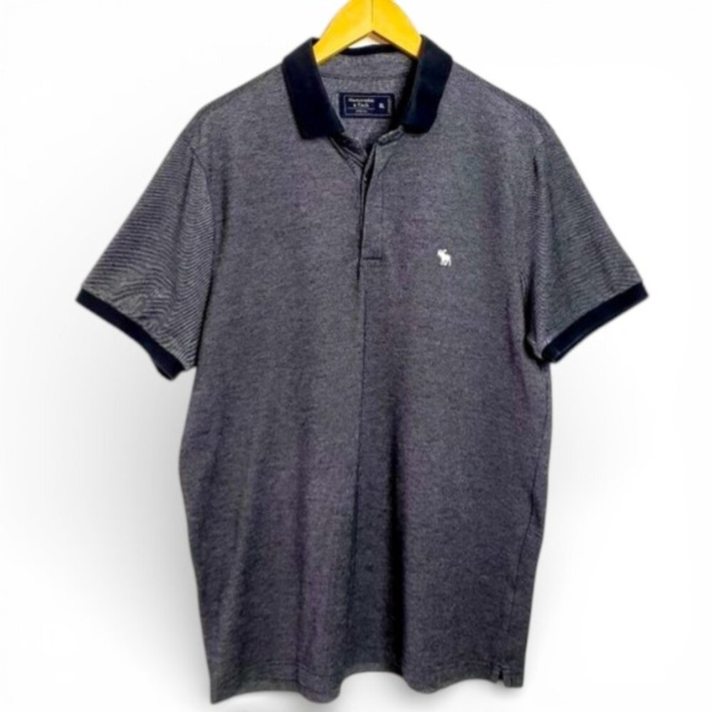 Abercrombie and Fitch Stretch Polo Shirt Men Two Tone Pique Knit Preppy XL